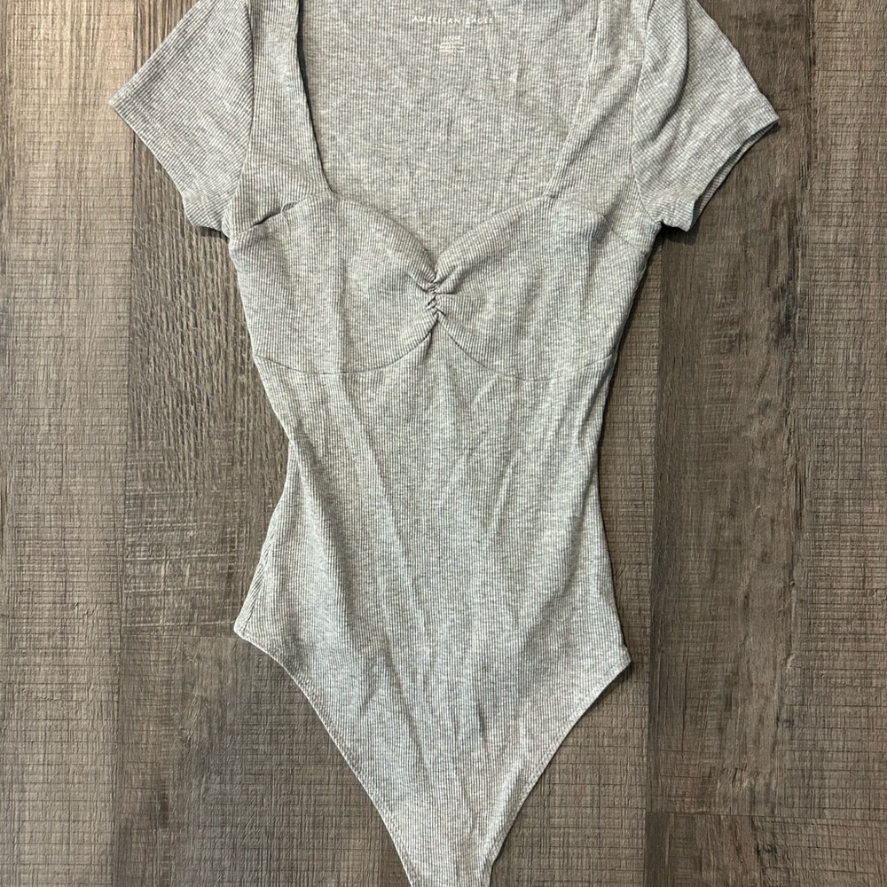 American Eagle Outfitters Light Gray Ribbed Top